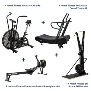 Cardio Bundle Three (Attack Air Bike, Attack Rower, Attack Ski Machine, Run Attack Curved Treadmill)